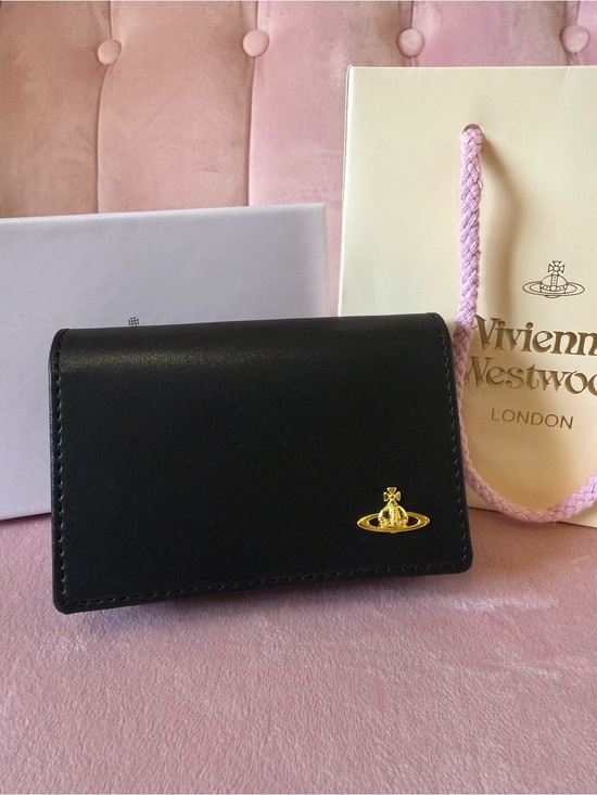 Vivienne Westwood Handbags - 💯 Auth! Vivienne Westwood Black Leather Card & Key Holder with Gold Orb. BNWT!